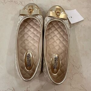 NEW Michael Kors Gold and Cream Girls Flats